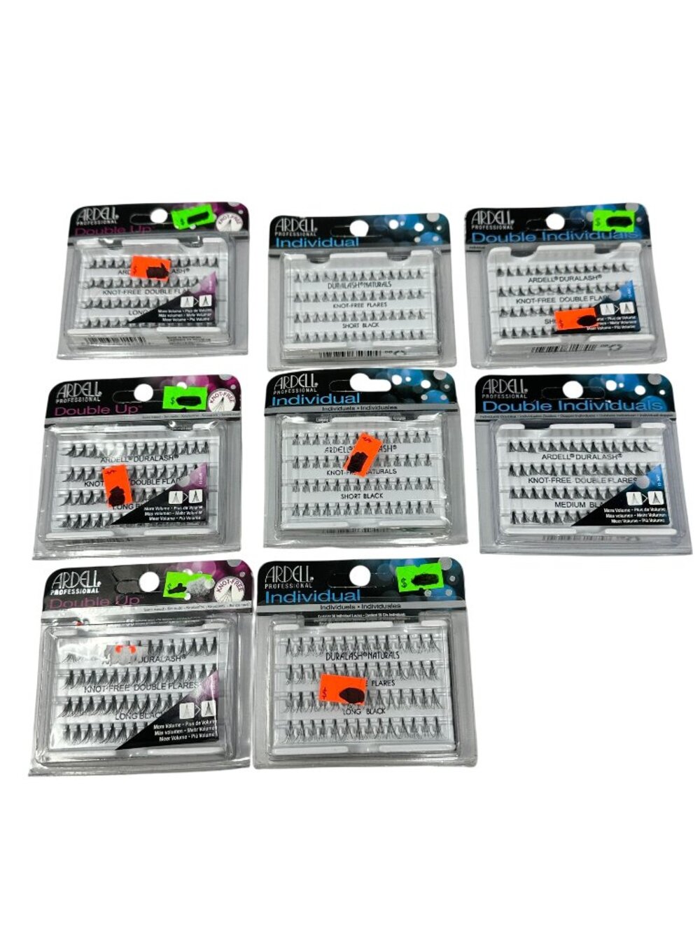 Ardell Duralash False Eyelash Lot Double Up Individual Black Long Med Short